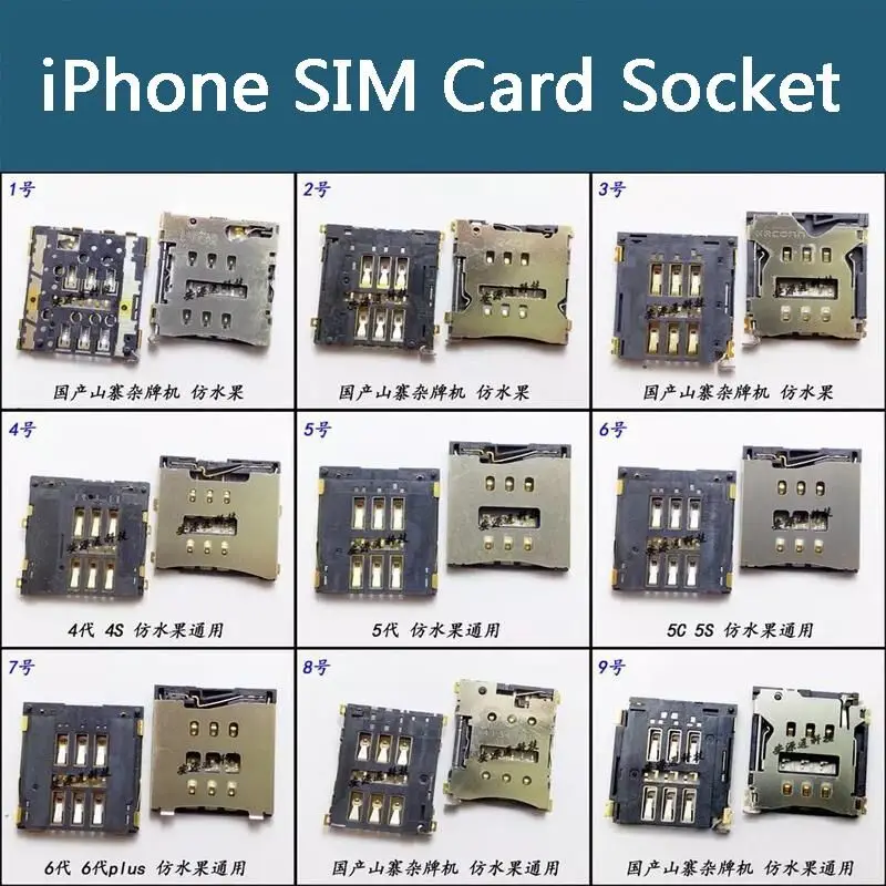 4/4S/5/5C/5S/6/6P Micro SIM-карта 6-контактный разъем Слот держатель адаптер внутренний