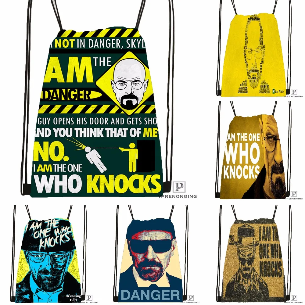 Пользовательские Breaking Bad Drawstring сумка-рюкзак для парня девушку милый рюкзак дети сумка (черный назад) 31x40 см #180531-01-20