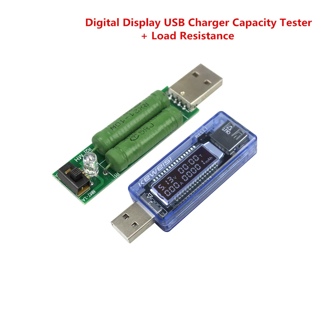 Цифровой дисплей USB зарядное устройство Доктор емкость Ток Напряжение детектор метр тестер батареи+ сопротивление нагрузки