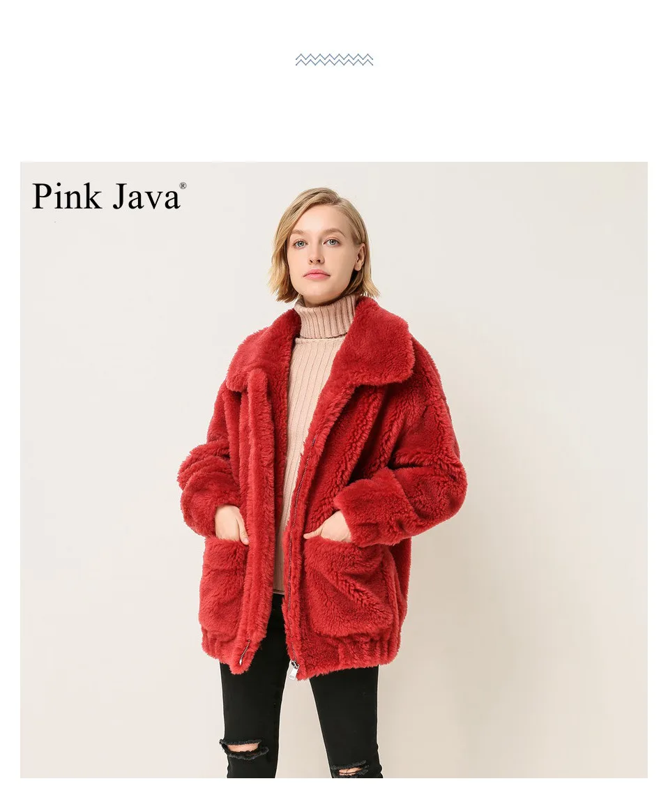Best PINK JAVA QC1867 new arrival free shipping real sheep fur coat  camel teddy coat over size winter women coat  dress fashion warm 8