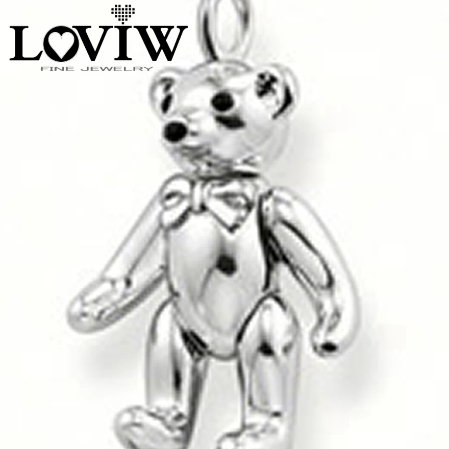 

2017 European Style Moveable Teddy Bear Pendant, Silver Club Charm for Necklace,Friend Child lover Gift Wholesale Hot Sale