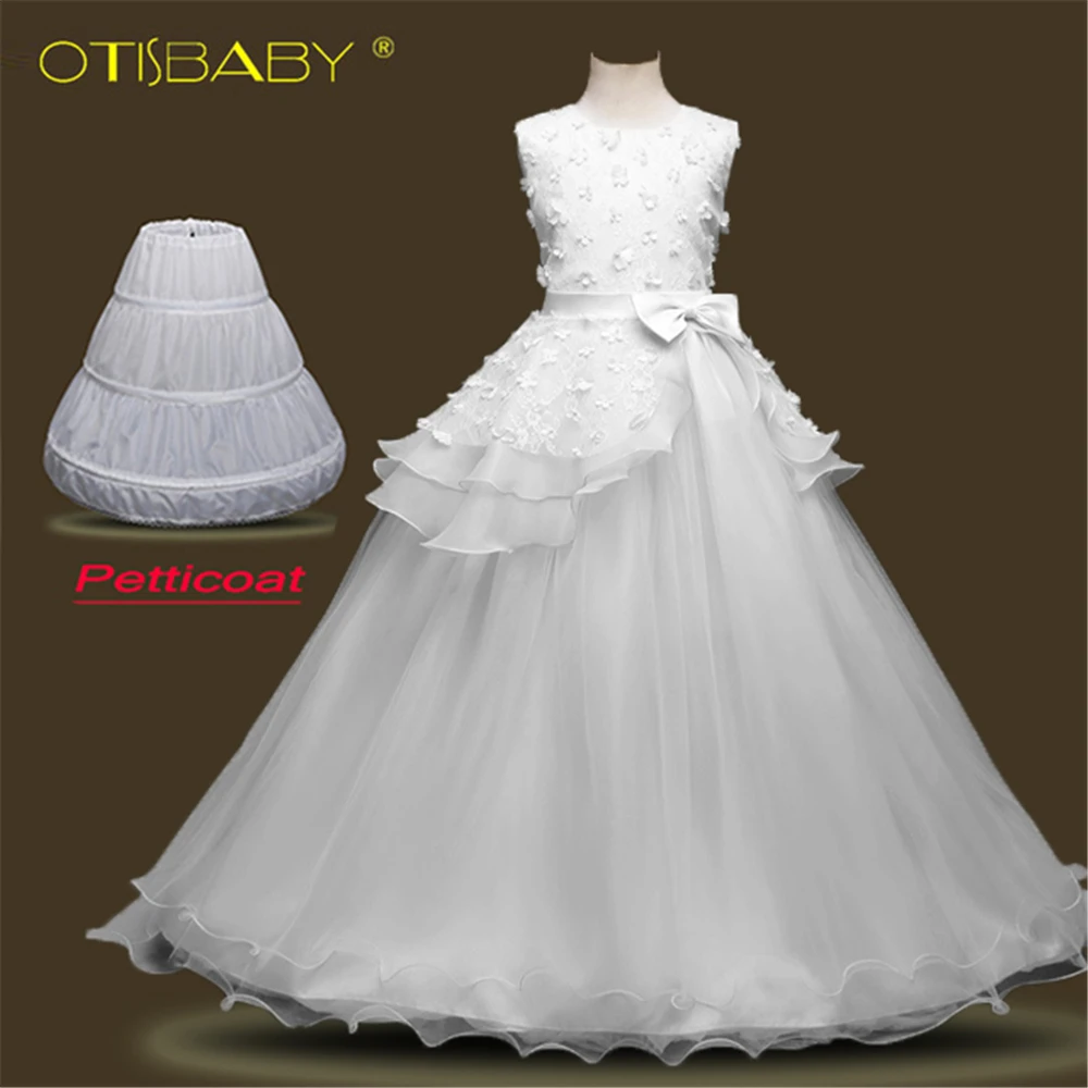Acheter 2018 été fleur filles Tulle Appliques robes pour mariage enfants reconstitution historique robe de soirée première sainte Communion robes pour les adolescents