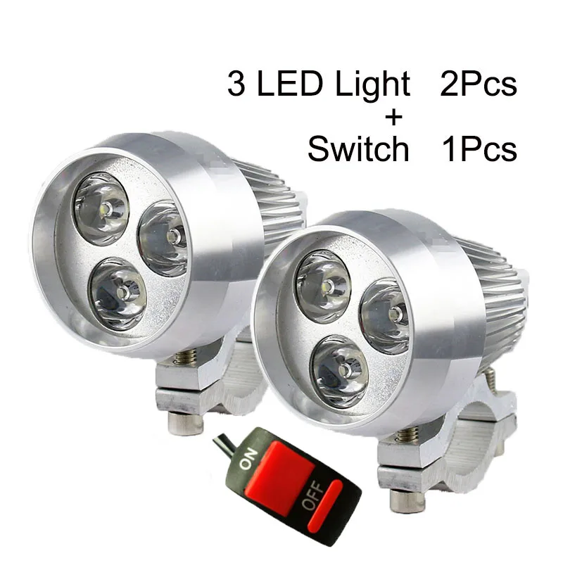 

2Pcs Motorcycle Headlight 12V LED Motorbile Spotlight Daylight Spot Light HeadLamp Aluminum Moto Driving Fog Light Head Lamp