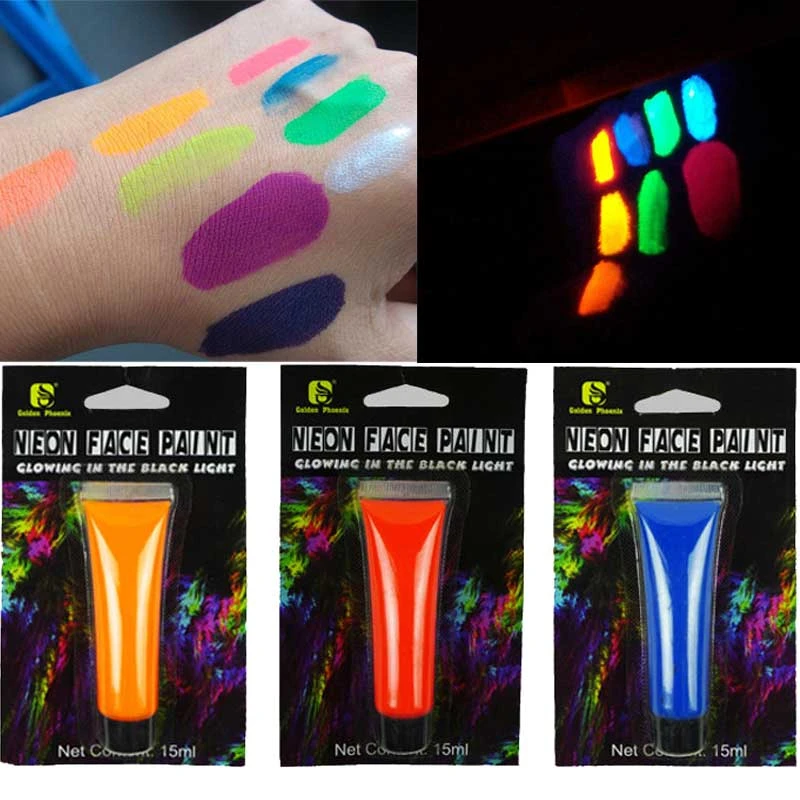 8ピース15ミリリットルuvボディアートペイントnenoボディペイント顔メイク塗料アートファッションメイクファンシー蛍光塗料顔料 Makeup Fancy Paint Facebody Art Paint Aliexpress