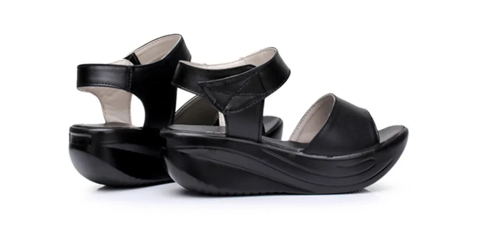 LIN KING/Модные женские босоножки на танкетке; однотонные туфли на платформе, визуально увеличивающие рост; летняя пляжная обувь для девочек; большой размер 43