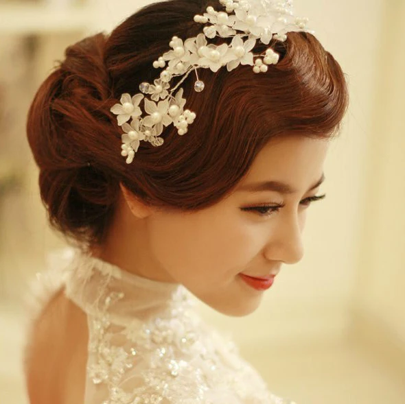 Handmade Jewelry Headdress Short Hair Frosted Petals Wedding Hair