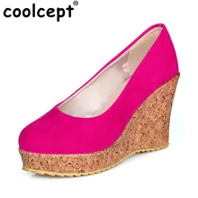 CooLcept freien verschiffen-absatz keil schuhe plattform frauen sexy kleid schuhmode pumpen P13077 heißer verkauf EUR größe 31-43