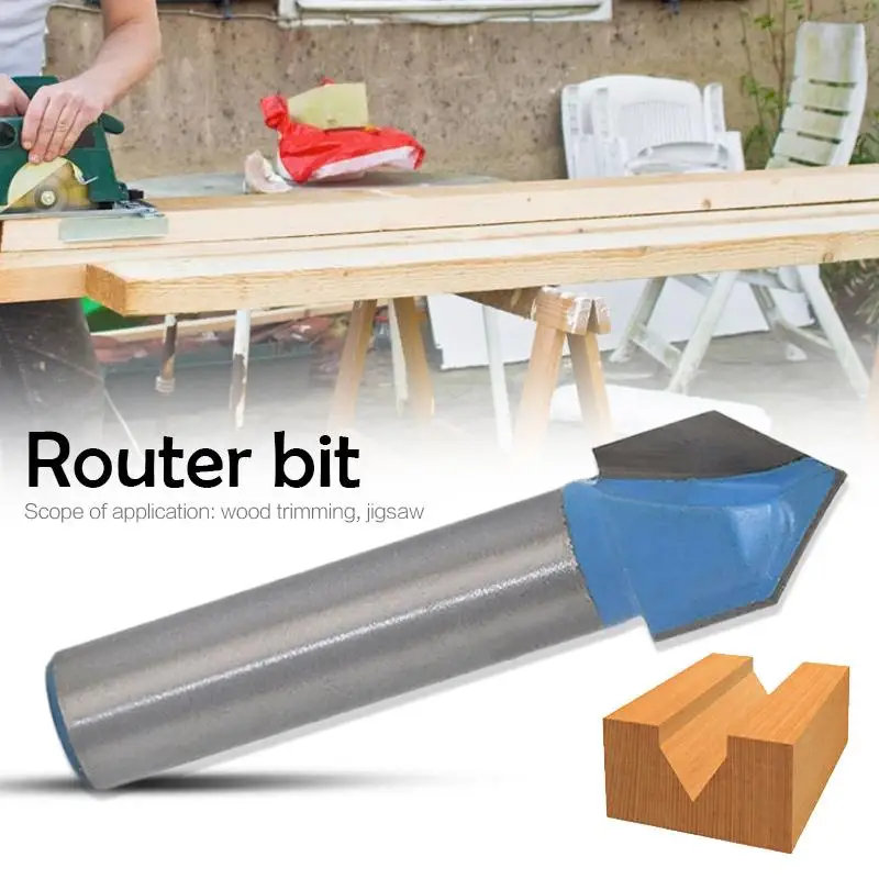 

8mm Shank 90-Degree V-Shaped Cutter Router Bit For Wood Trimming Woodwork Milling Cutters
