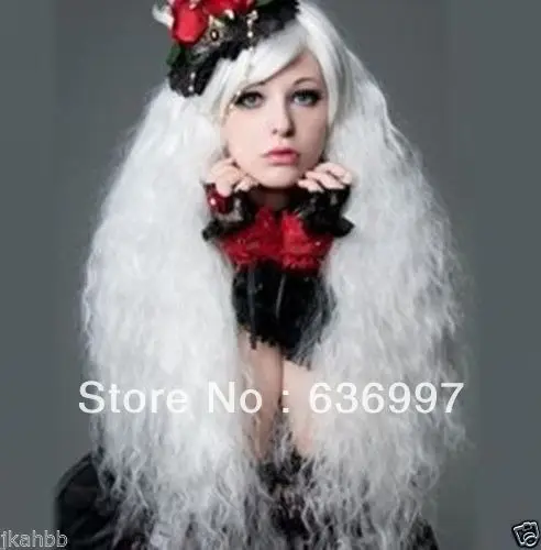 Details about Hot Sell! Lolita Popular fluffy long curly white Cosplay wig |