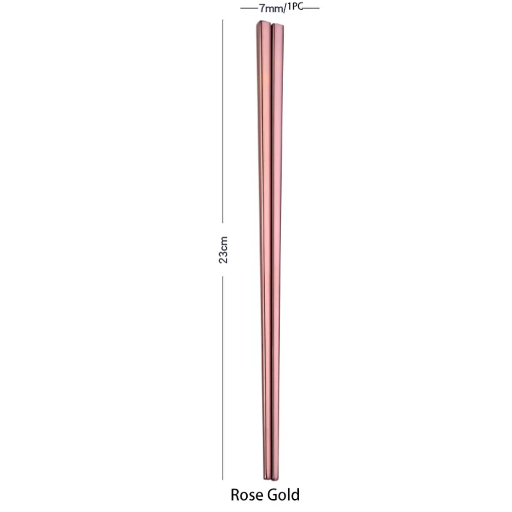 Палочки для еды, китайская посуда из нержавеющей стали, цветная длина 23 см, палочки для еды, корейский японский стиль - Цвет: Rose Gold
