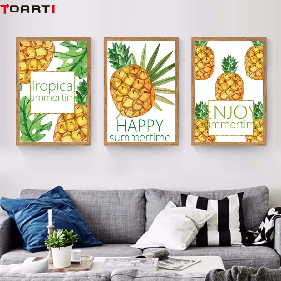  Yellow Pineapple Prints And Posters Modern Canvas Painting Happy  Summer Time Quotes Wall Picture For Living Bedroom Home Deco (1)