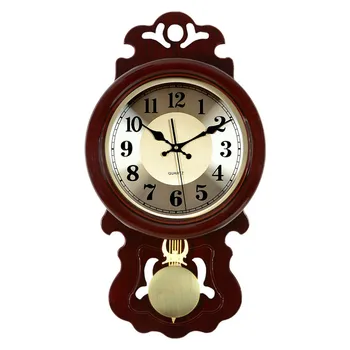 

1PCS Chinese wall clock living room retro clock mute wall hanging table wood swing Chinese style household clocks LU614549