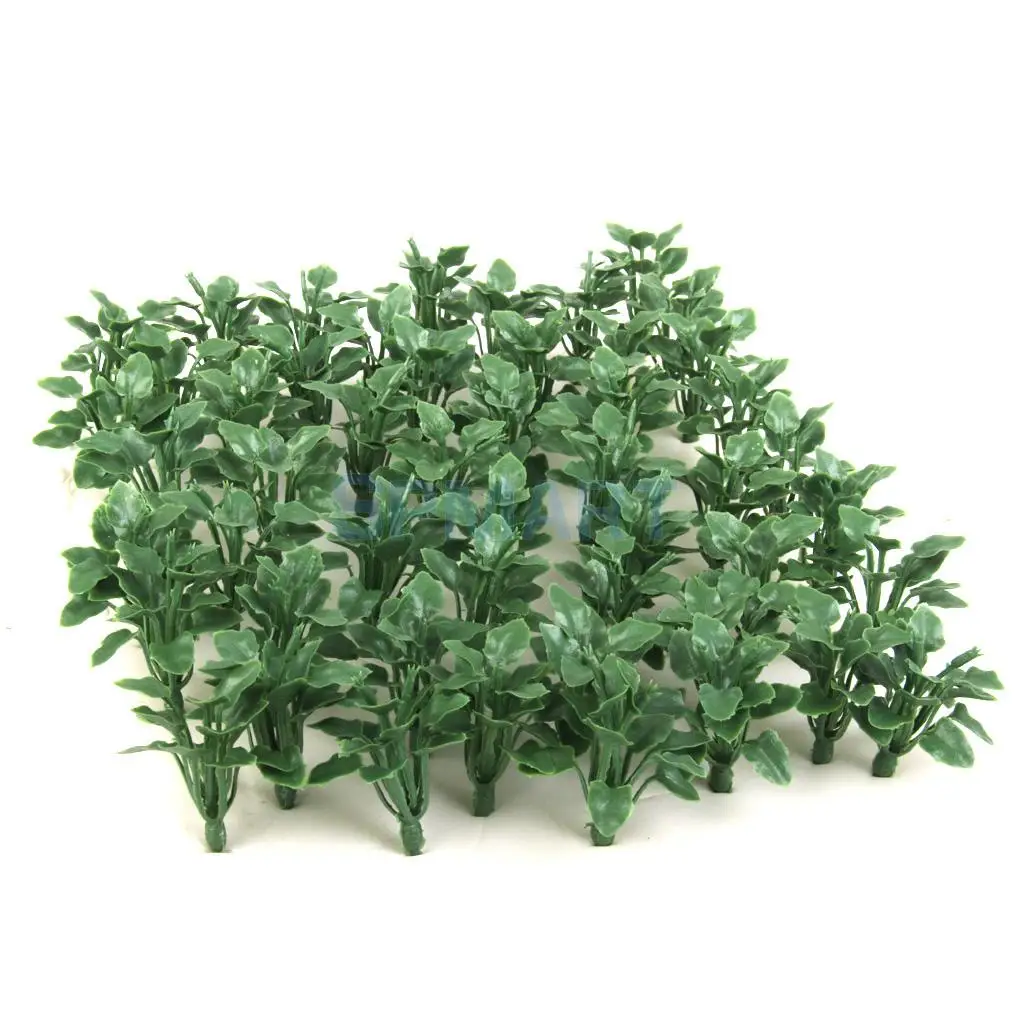 100Pcs Plastic Painted Green Ground Grass Tree Model DIY Landscape Railway Wargame Park Diorama Scenery 1/32-1/42