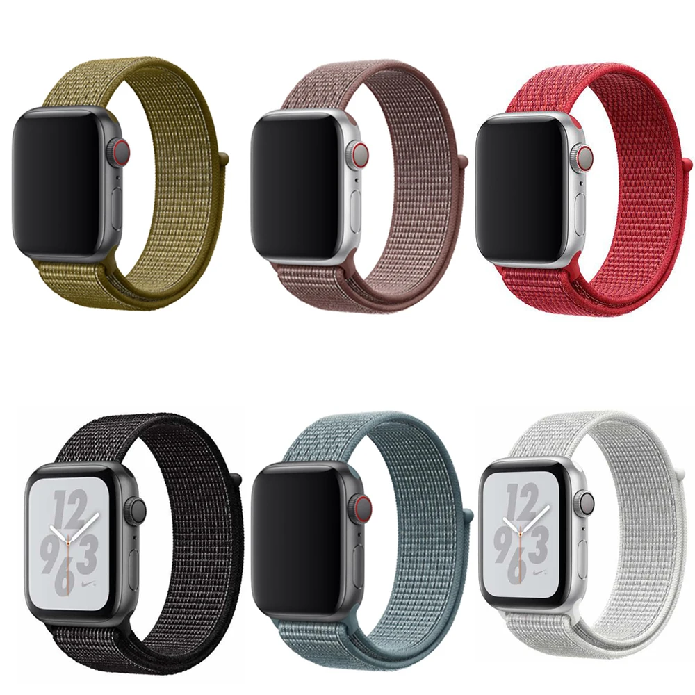 

New Red Woven Nylon Bands for iwatch 42mm 38mm 3 2 1 Sport Loop band for Apple Watch Series 4 44mm 40mm strap