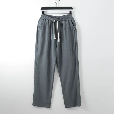 Осенние мужские штаны-шаровары в китайском стиле, винтажные штаны больших размеров 7XL 8XL 9XL 10XL, удобные мужские прямые брюки стрейч 54 - Цвет: Серый