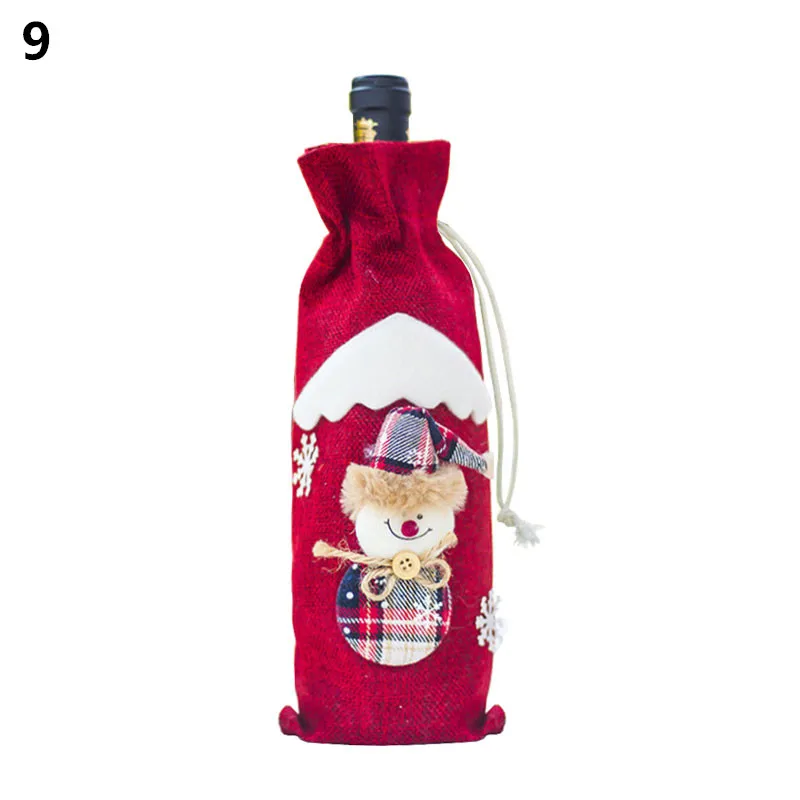 Noel новейшая Рождественская Крышка для бутылки вина Санта Клаус рождественские украшения для дома натальный Ужин Декор подарок на год - Цвет: 9-Red snowman