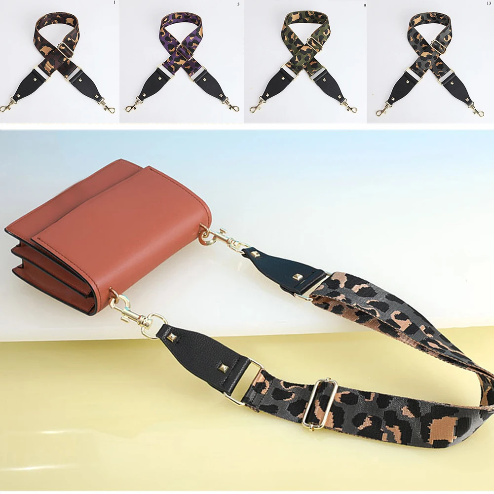New Leather Bag Accessories Canvas 92-138cm Lengthened Leopard Print Belt Elegant Replacement Shoulder Strap Adjustable | Багаж и сумки