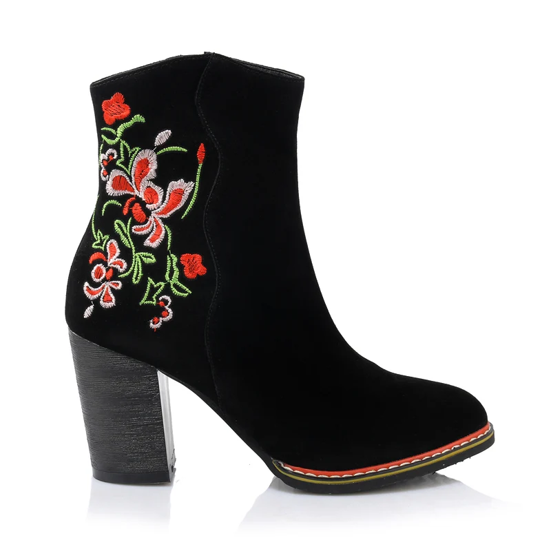 Оригинальное предназначение; классические женские ботильоны; модные ботинки с острым носком на квадратном каблуке; стильная женская обувь черного цвета; американские размеры 4-10,5 - Цвет: ZY8881