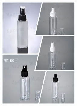 

100PCS/LOT 100ML Transparent/Frosted PET Bottles With Black/White Sprayer,100G Empty Plastic Travel Portable Perfume Bottles