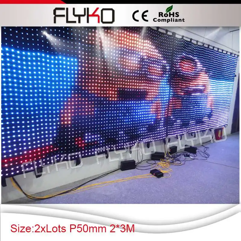 Flykostage P50MM 2X3M Stage effect backdrop led video screen curtain led video wall