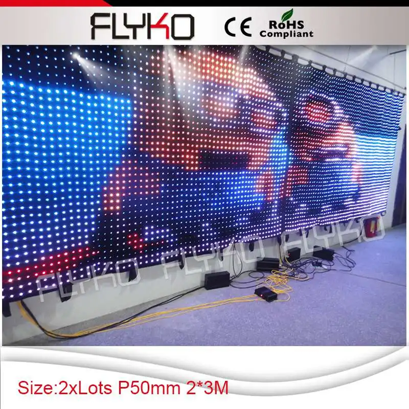 Flykostage P50MM 2X3M сценический эффект фон светодиодный видео экран занавеска