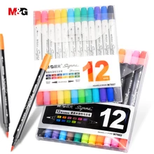 M& G Официальные ручки-маркеры для акварельных кистей с двумя головками для рисования, цветные фломастеры, художественные маркеры, карандаши, школьные принадлежности, художественные канцелярские принадлежности