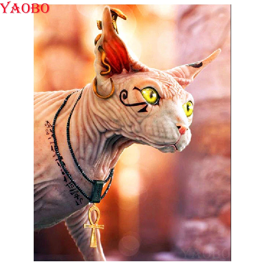 

DIY 3D Diamond Embroidery Animals Sphynx Cat Diamond Painting Full Drill Square Round Rhinestone Pictures Diamond Mosaic Sale