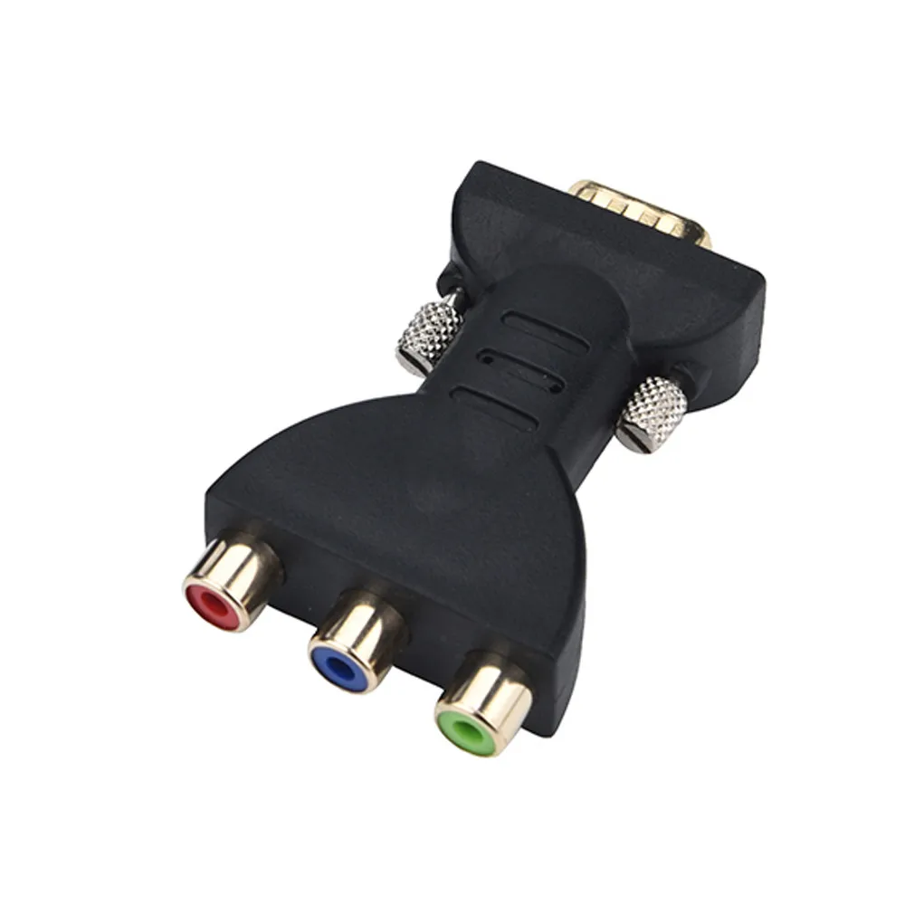 

High Quality Adapter Standard DVI-I 24+5 Male to Black 3 RCA Female Connector Converter Adapter l104#3
