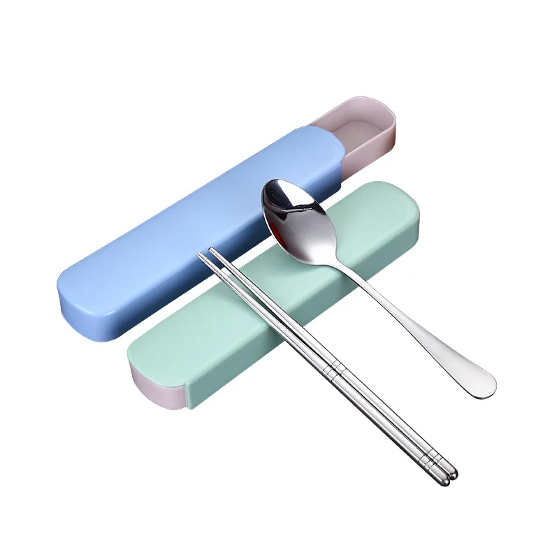 

304 Stainless Steel Tableware Two Piece Suit Outdoors Portable Chopsticks Spoon Gift Suit Small Gift