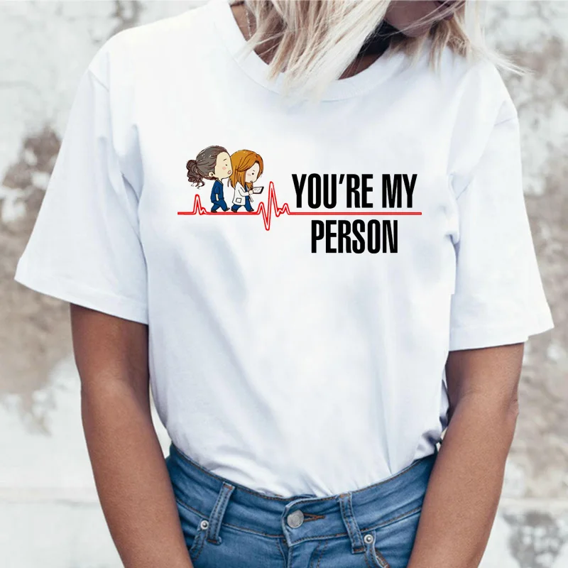 Футболка женская в Корейском стиле топ с надписью greys You Are My Person Харадзюку