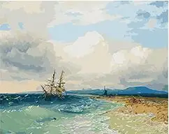 MaHuaf-W074 Ship At Sea Oil Painting canvas painting for living room coloring by numbers on canvas for home decor 