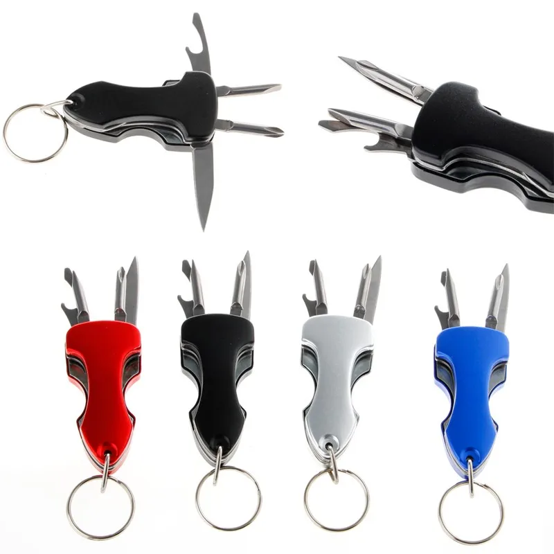 5 In 1 Portable Multi Function Folding Knife Pocket Tools Keychain