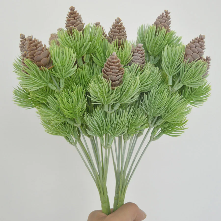 Pl谩stico artificial Pino 7 ramas pi帽ones conos plantas falsas 谩rbol para decoraci贸n de fiesta de Navidad hierba falsa Navidad decoraci贸n del hogar Pl谩stico artificial Pino 7 ramas pi帽ones conos plantas falsas 谩rbol para decoraci贸n de fiesta de Navidad hierba falsa Navidad decoraci贸n del hogar