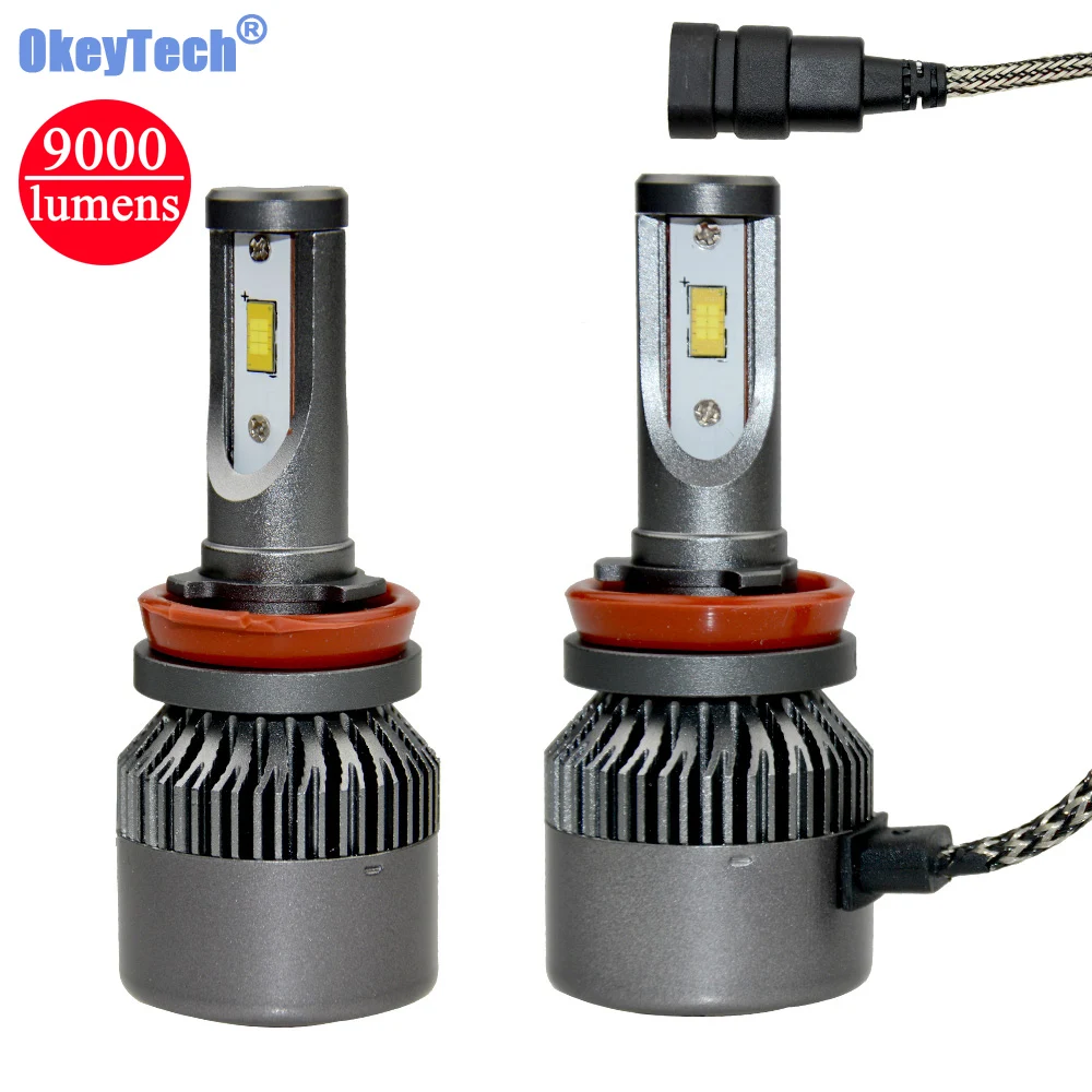 2PCS Car Headlight Bulbs H8 H9 H11 CSP LED Single Beam 80W 9000LM 6000K Auto Headlamp Front Headlight Fog Lamp Lighting Source