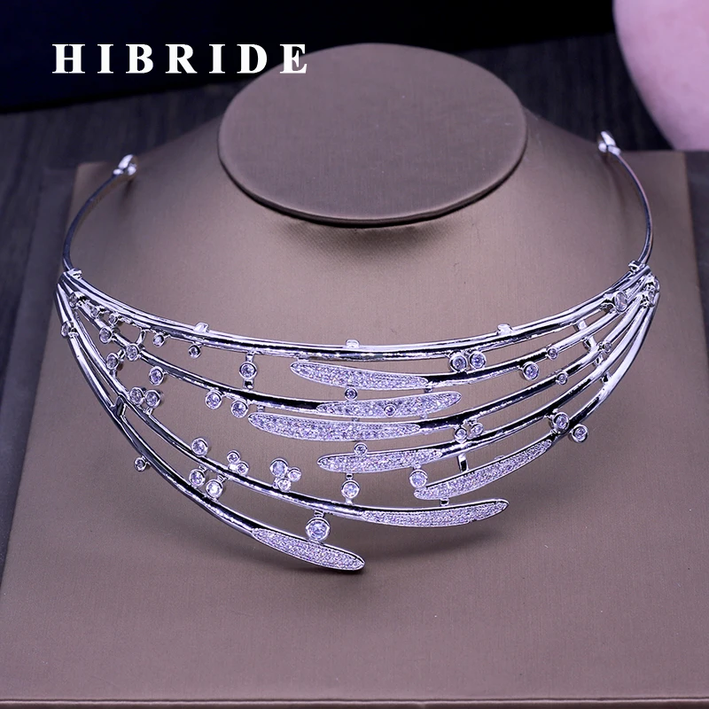Женские и тиары для девочек HIBRIDE ободок с короной стразами волос аксессуары на