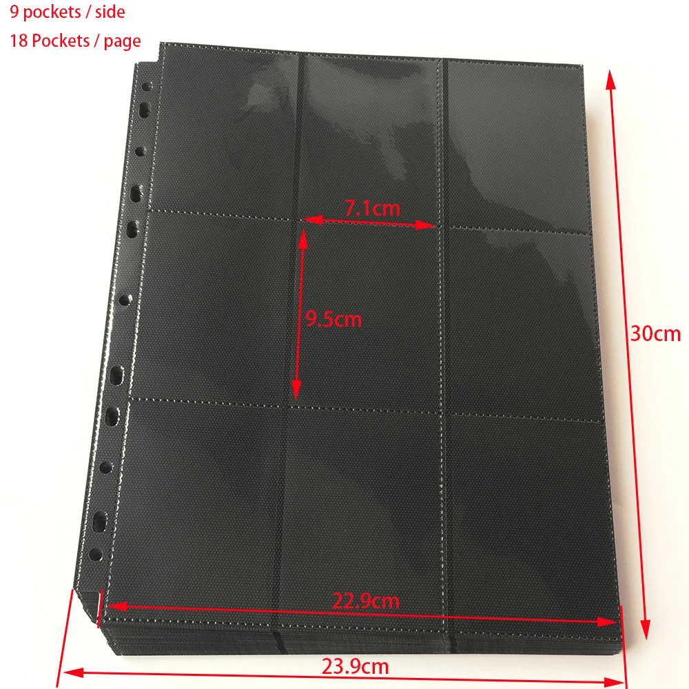 

50 Pages, 900 Pockets, Side Loading Black Color Series Card Page Protector for Standard Size Board Game Cards