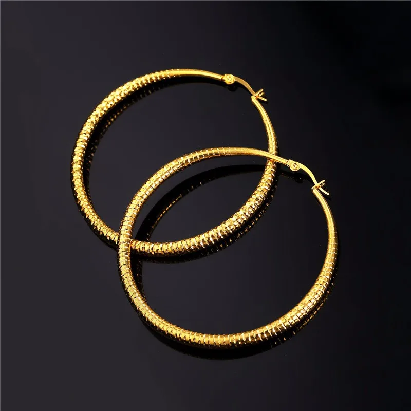 Collare, большие серьги-кольца для женщин, подарок, вечерние, нержавеющая сталь, золотой цвет, аксессуары, опт, серьги, модное ювелирное изделие E147