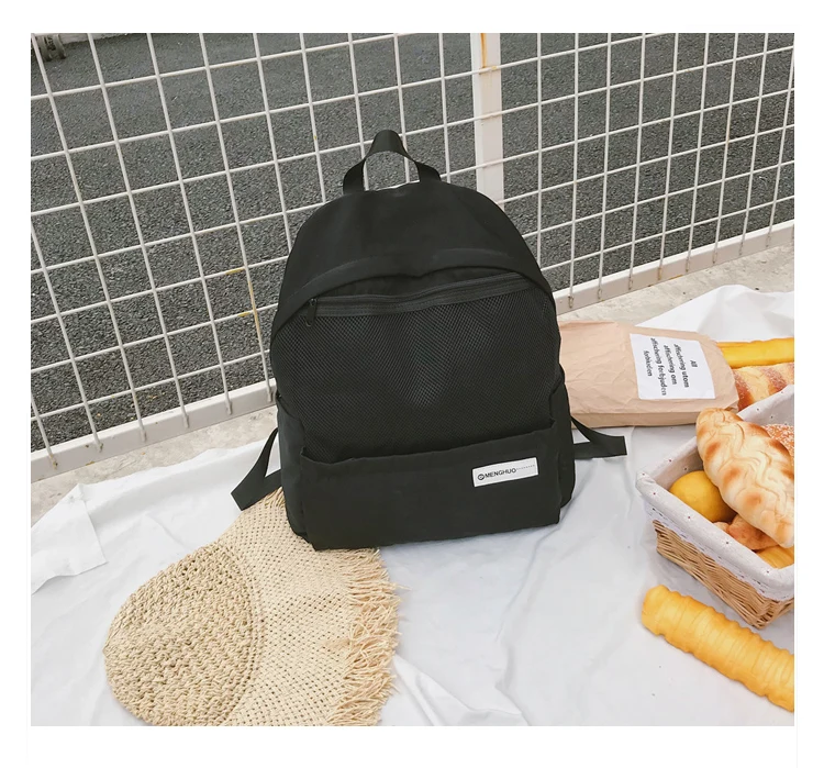 Menghuo Simple Style Net Backpack Women Backpacks for Teenage Girls School Bags Fashion Vintage Solid Leisure Book Bag Mochilas (39)
