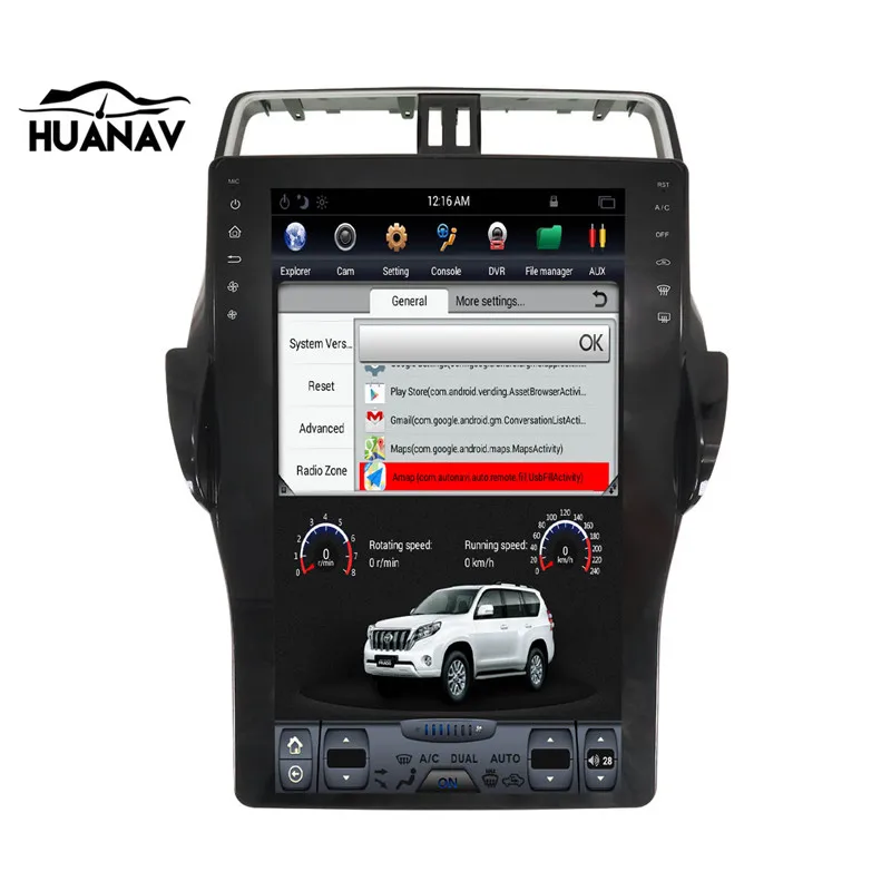Best Supper Tesla style Car GPS Navigation Head Unit Android6.0 Car DVD player GPS navigation for TOYOTA Land Cruiser Prado 150 2018 5