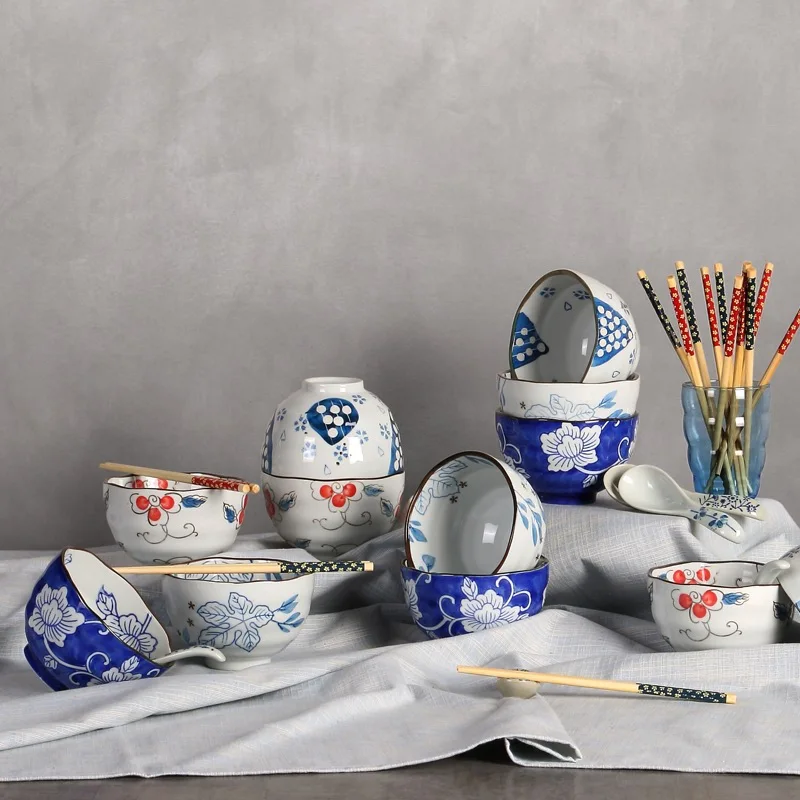 

Ceramic Wavy Soup Bowl 5 inch Food Container Rice Bowl Sets Well-designed Japanese Dinnerware Tableware Kitchen Accessories Sets