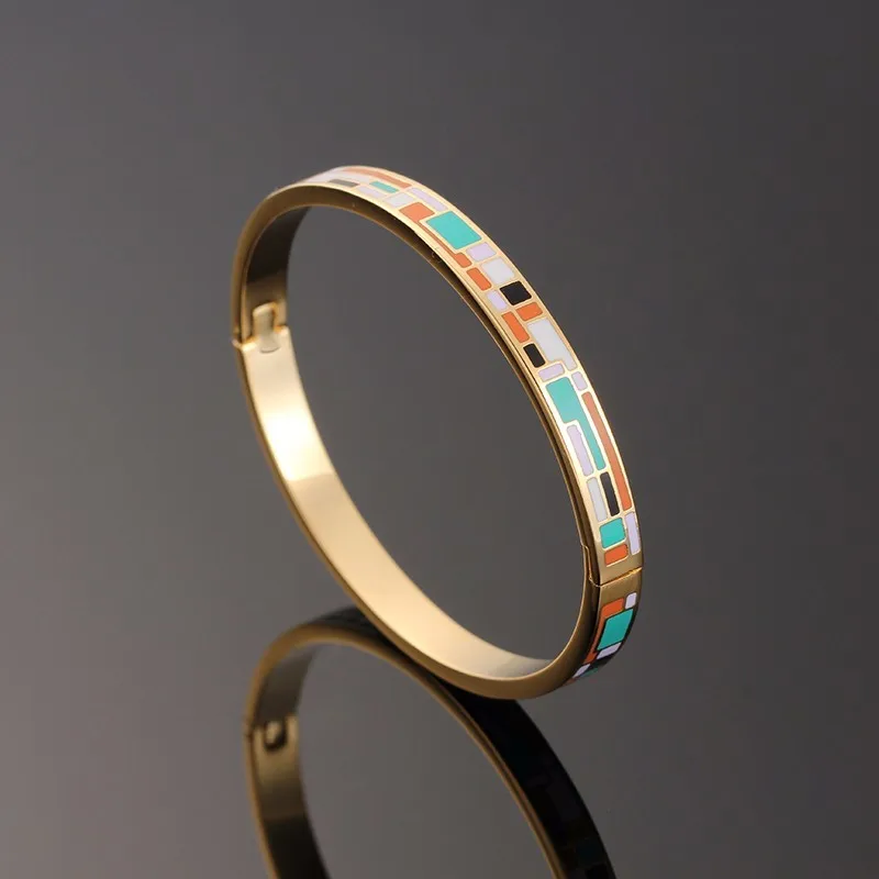 Женский браслет R & X из нержавеющей стали 6 мм|steel bangle|enamel banglestainless steel bangle |