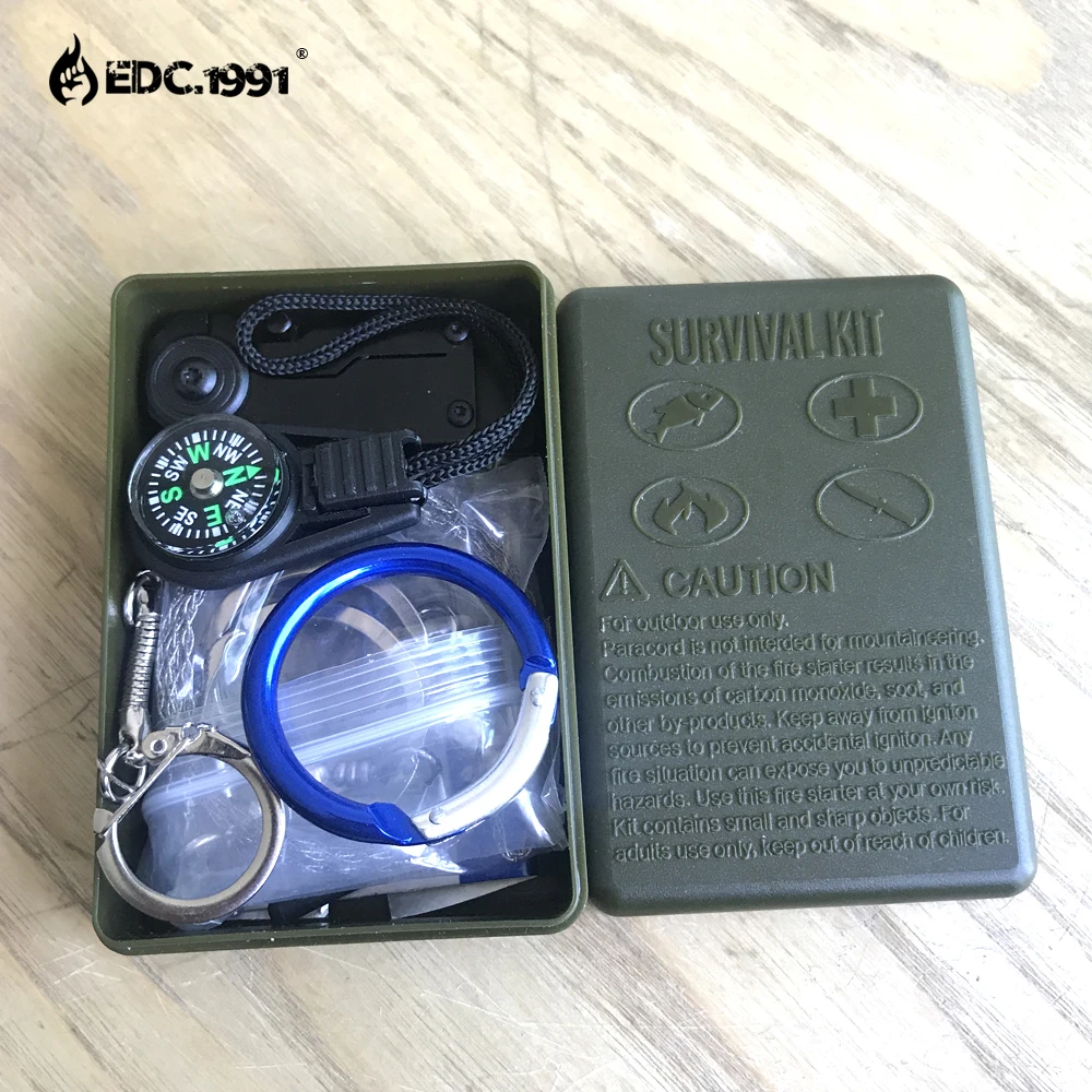 

EDC.1991 10 in 1 survival kit Set Outdoor Camping Travel Multifunction First aid SOS EDC Emergency Supplies Tactical