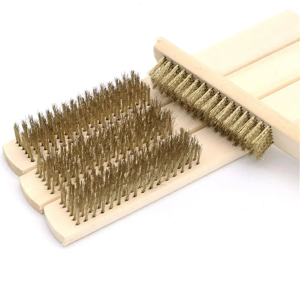 

200*25mm Row Beech Wood Handle Brass Wire Brush Copper Brush For Industrial Devices Surface/Inner Polishing Grinding Cleaning
