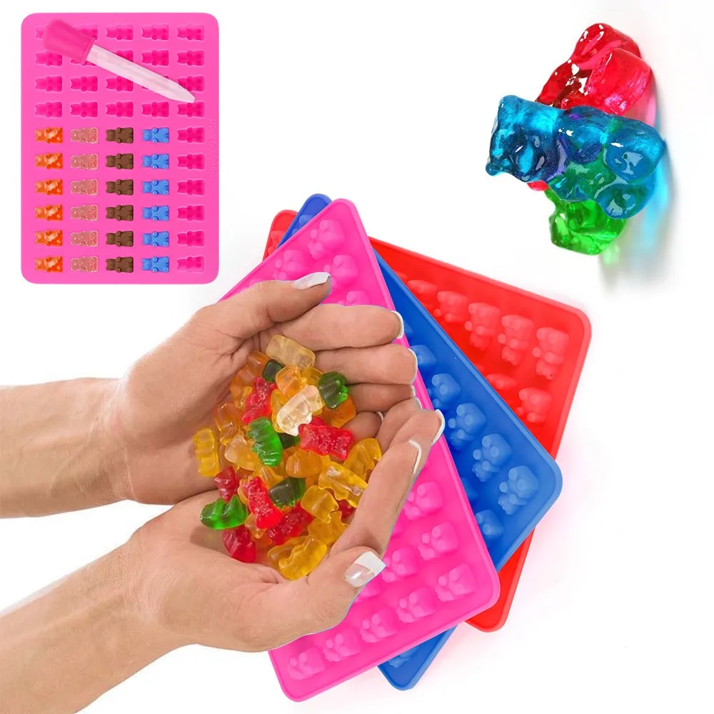 

practical 50 Holes Bear Silicone Mold Cake Decorative 3D Chocolate Candy sugar craft DIY Pastry Baking Fondant For Kitchen Tools