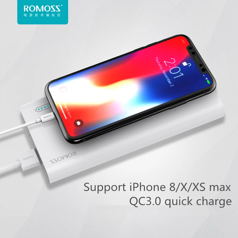 ROMOSS Sense8+ power Bank 30000 мАч Внешняя батарея резервного питания Поддержка Lightning type-c QC3.0 Быстрая зарядка для Android iPhone