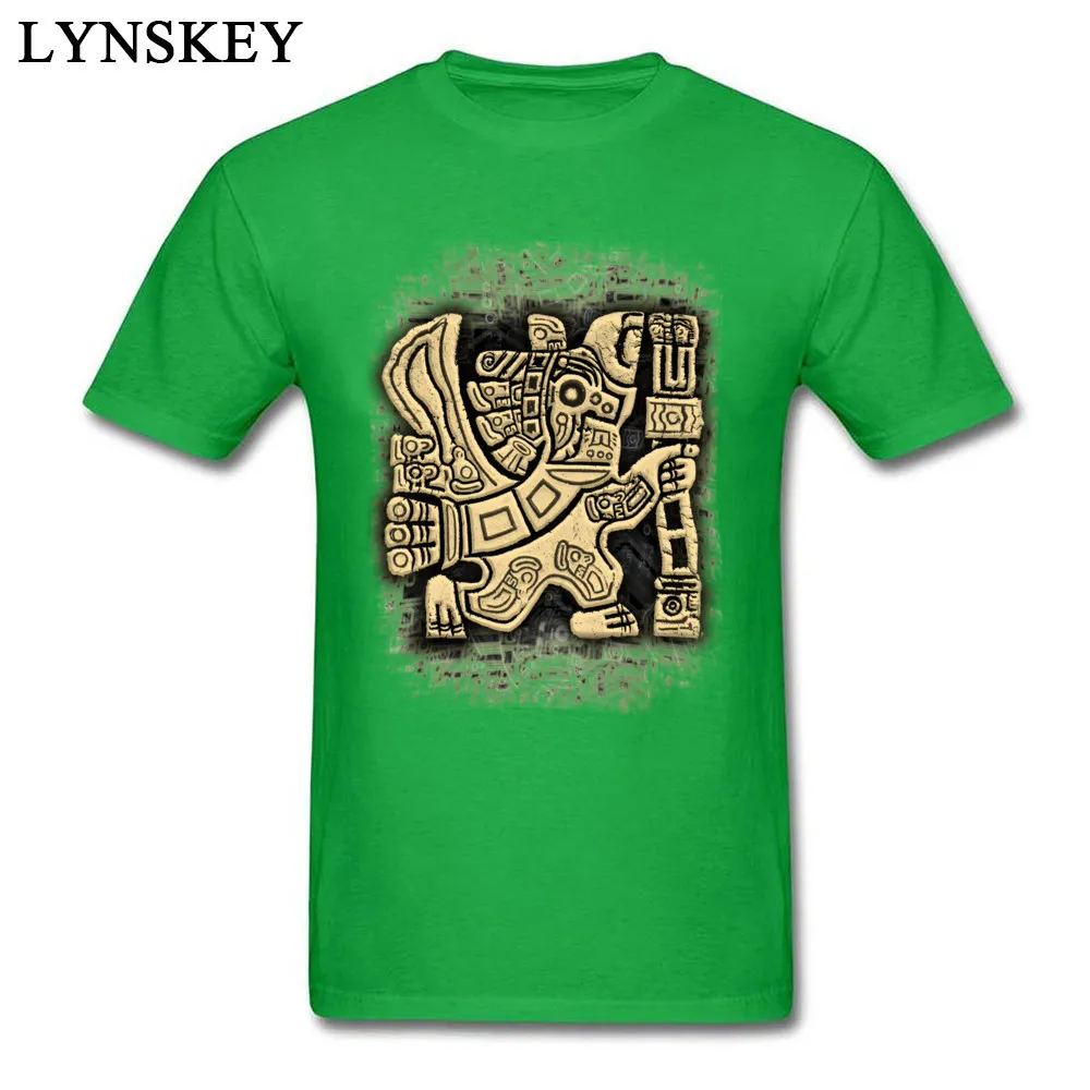 Crew Neck Pure Cotton T Shirts for Male Group Summer/Autumn Tops Shirts 2017 Newest Aztec Eagle Warrior Casual Clothing Shirt Aztec Eagle Warrior green