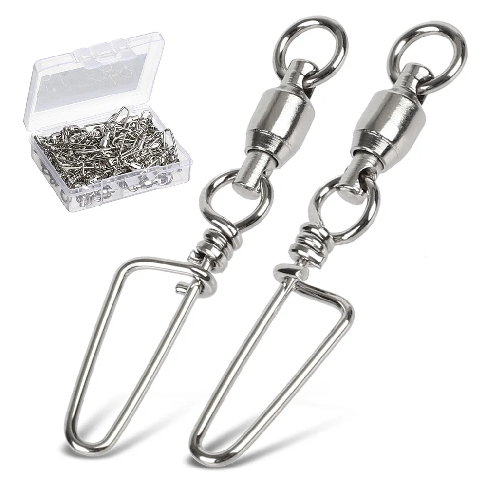 DONQL 102050pcs Fishing Swivels Connector Snap 0#-6# Ball Bearing Rolling Swivel For Fishhook Lure Carp Fishing Accessories (2)
