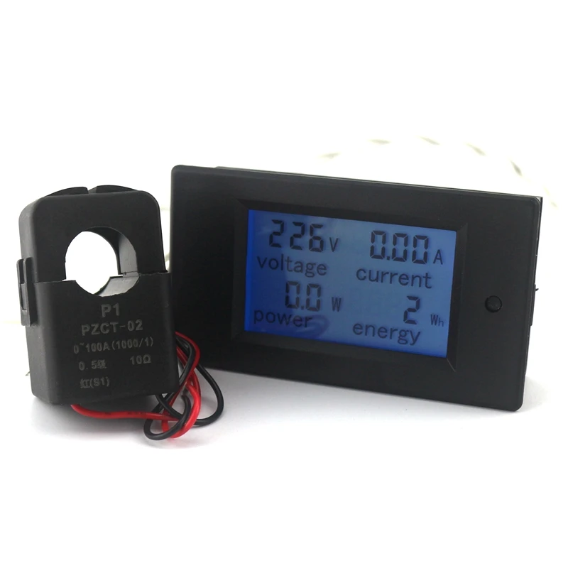 AC 80-260 V/100A Цифровой вольтметр-Амперметр AC Ток Напряжение Мощность ватт счетчик энергии для контроля уровня сахара в крови с трансформатор синий Подсветка