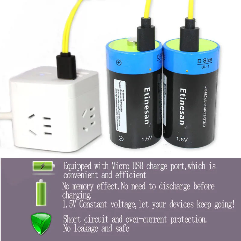 Billige 4 stücke 1,5 v Lithium li polymer 9000mWh D größe akku D typ batterien + USB ladekabel