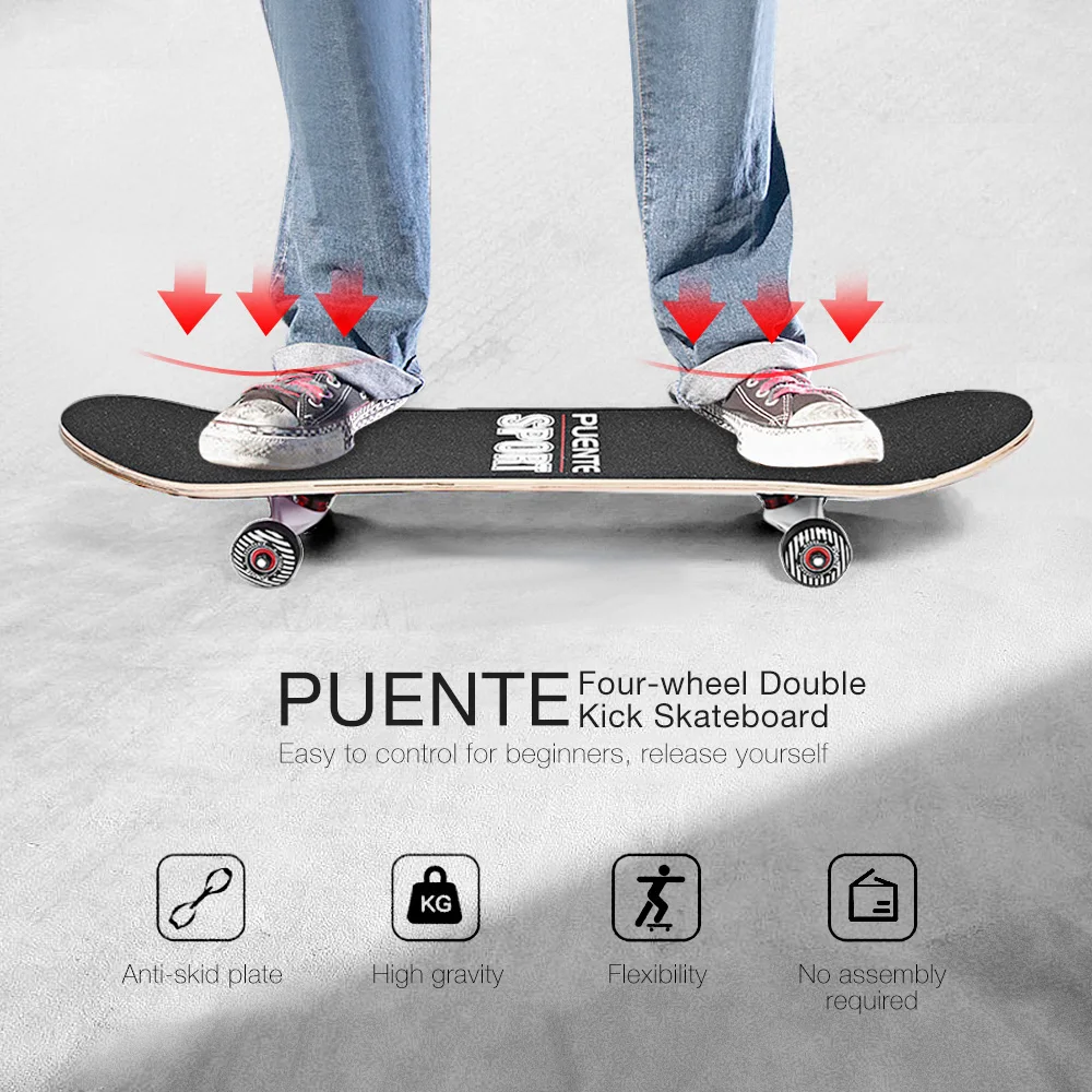 PUENTE Pet-602 Mini Cruiser четырехколесный скейтборд с Т-образным гаджетом Longboard Max Laoding 180 кг